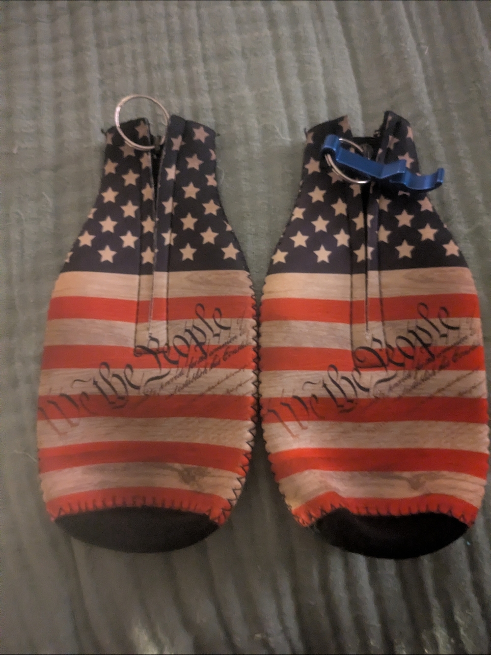 Patriotic American Flag Neoprene Bottle Koozies - Red White Blue